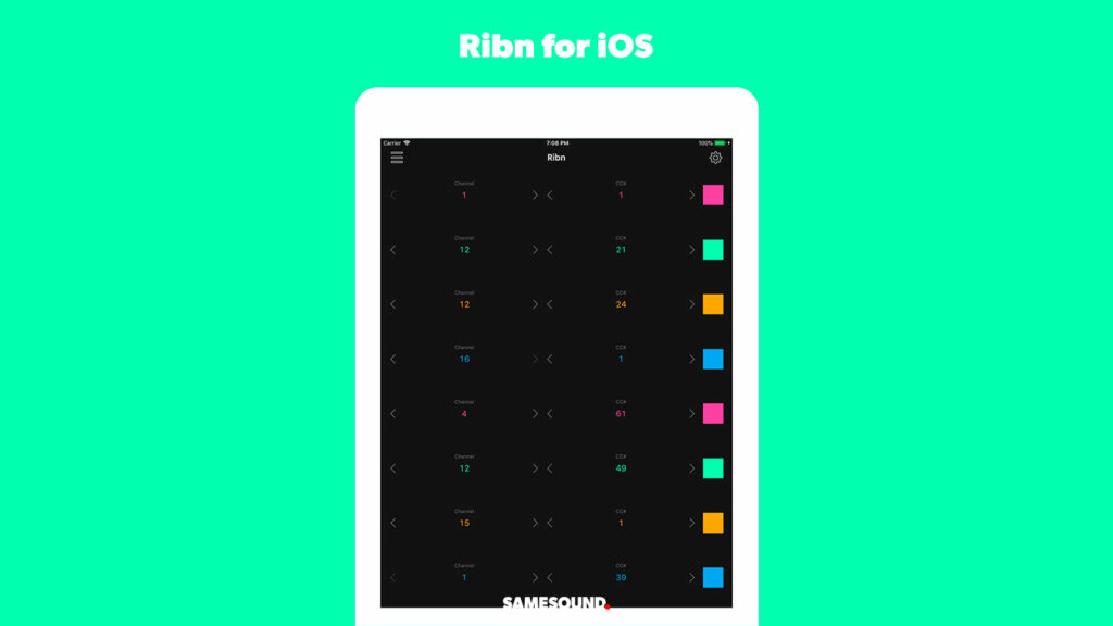 Приложение Ribn, MIDI-контроллер для iOS