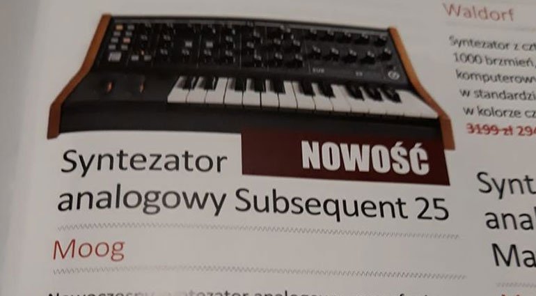 УТЕЧКА: новый синтезатор Moog Subsequent 25 заметили в польском каталоге музыкальных инструментов
