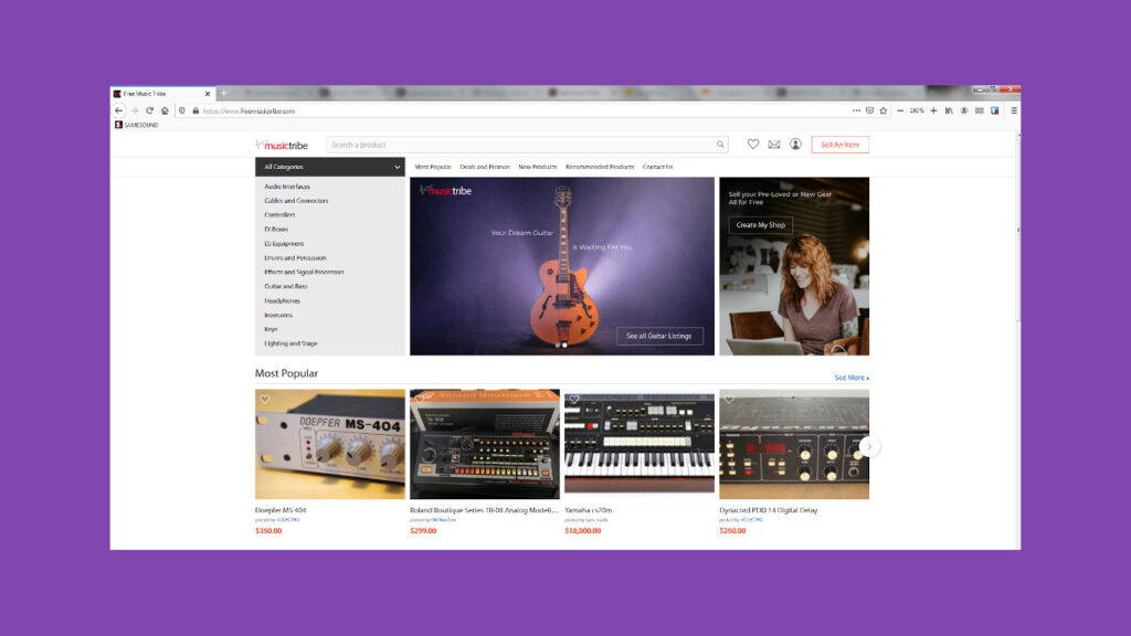 Маркетплейс Free Music Tribe от Behringer для продажи старого оборудования