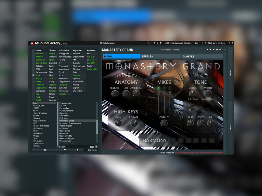 Бесплатное VST пианино MeldaProduction MonasteryGrand