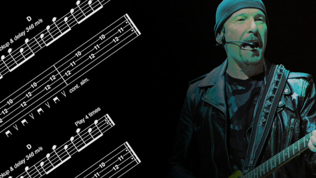 Гитарное упражнение от Эджа из U2 на игру с дилэем