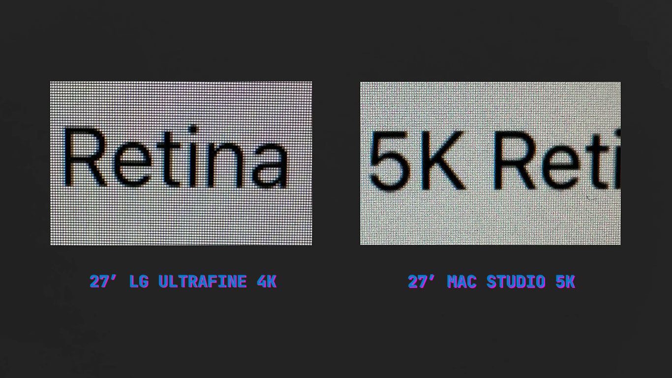 Сравнение macOS на 27 дюймах: 4K против 5K, резкость текста и UI в HiDPI/Retina